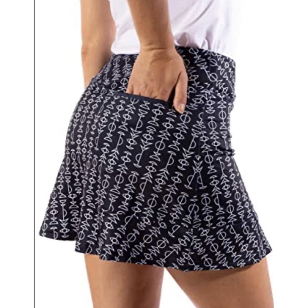 Golftini Zodiac Navy White Geometric Print Golf Skort Small Activewear Skirt